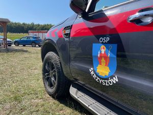 Zbiornik wodny w Skrzyszowie - pojazd OSP