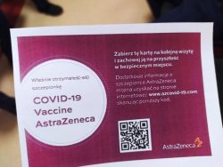 karta potwierdzająca otrzymanie szczepionki AstraZeneca