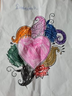 Kolorowanka z motywem serca podpisana Dominika K