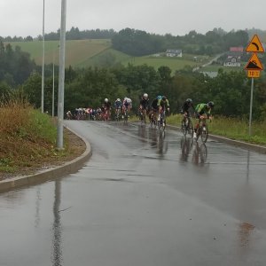 Peleton kolarski na drodze asfaltowej