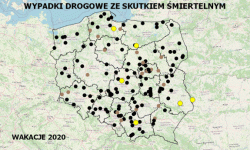 Mapka wypadków drogowych 20.07.2020