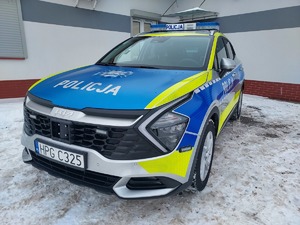 Radiowóz Kia Sportage zdjęcie zrobione z przodu