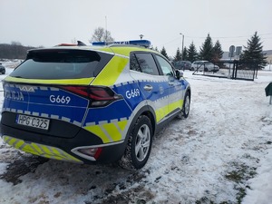 Radiowóz Kia Sportage zdjęcie zrobione z tyłu